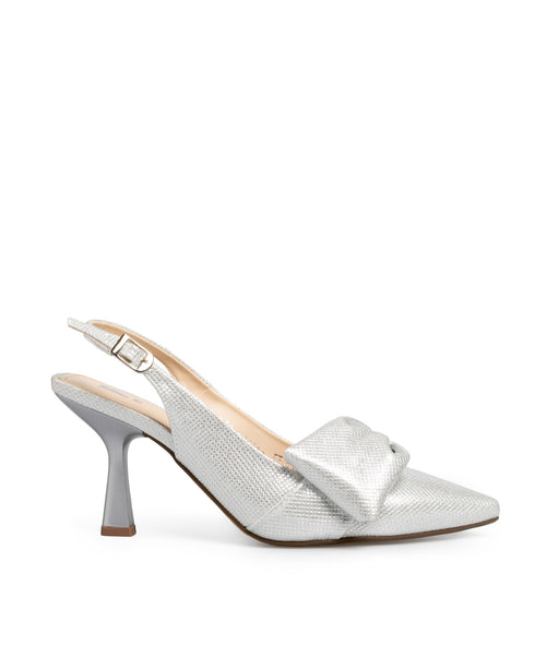 Zapatilla Plata Grabada Slingback Moño 344702